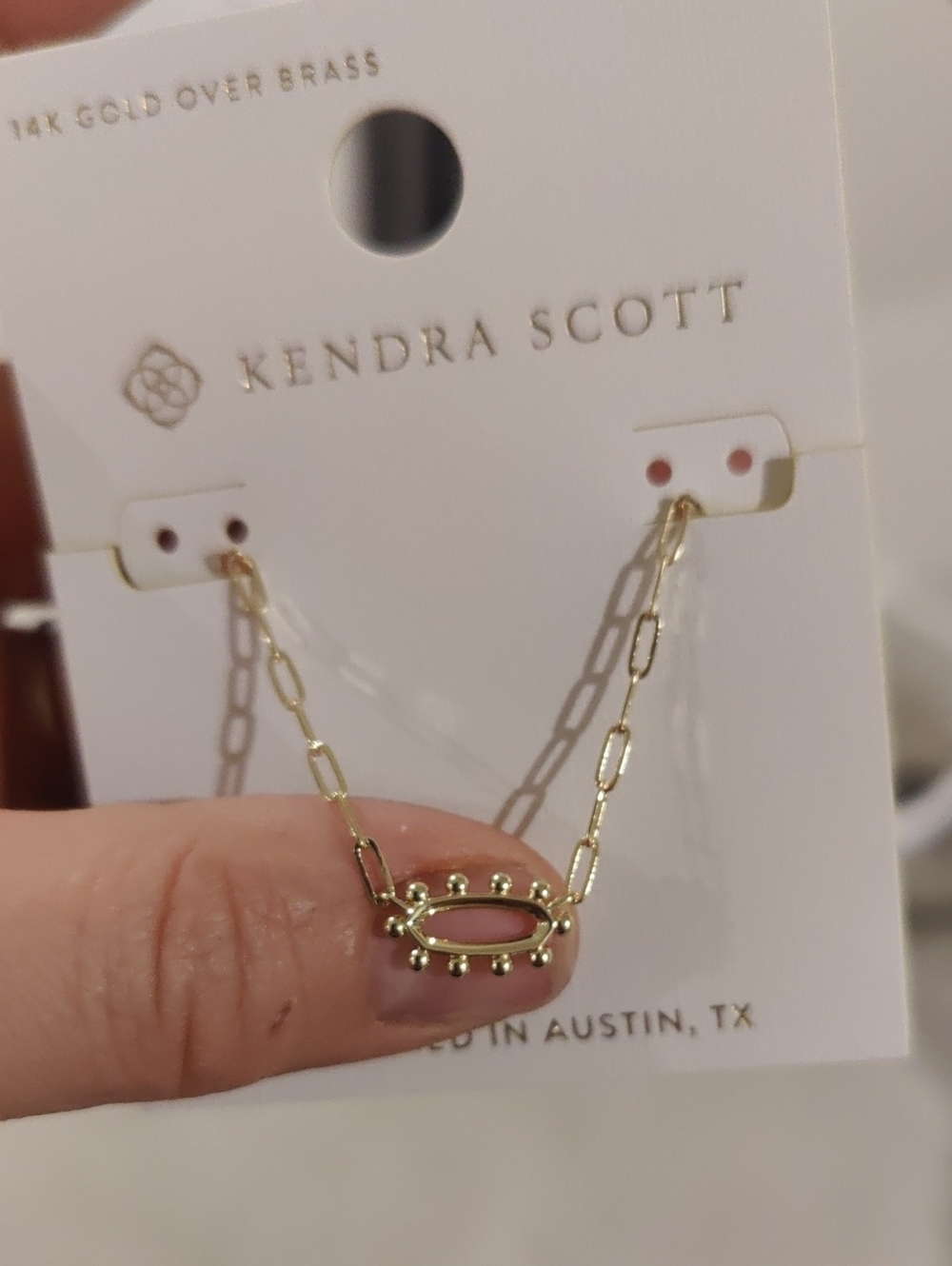 New!Kendra Scott Emma 14KGold Link Open Framed Pendant Necklace Y2K Cottagecore - Picture 3 of 5